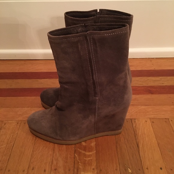Stuart Weitzman Taupe Suede Wedge Bootie - Picture 3 of 7